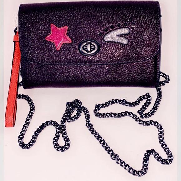 New Coach Bear Chain Crossbody Handbag Qb/oxblood - Picture 11 of 16